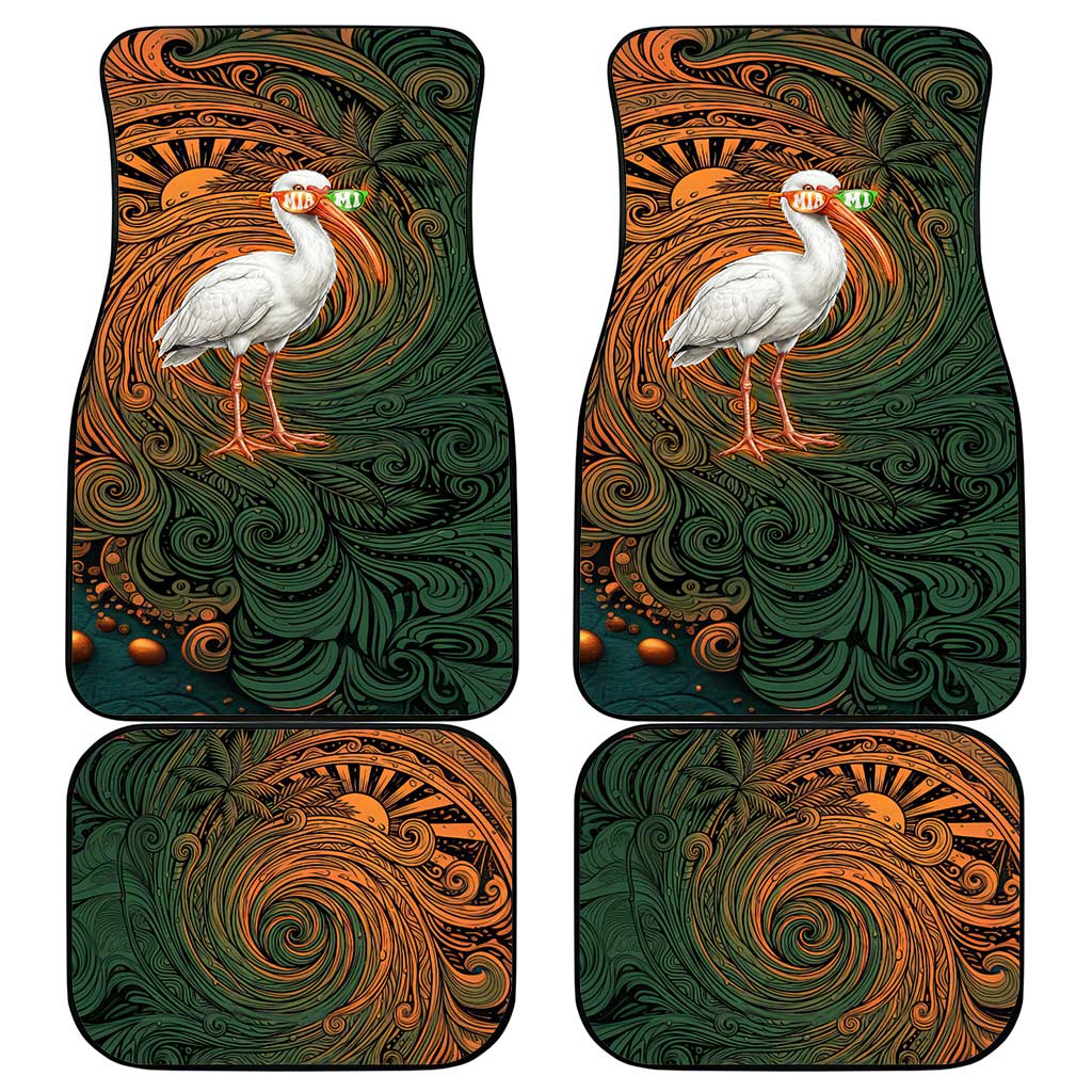 Vintage American White Ibis Car Mats Miami Sunglasses Artistic Tribal Wave Pattern