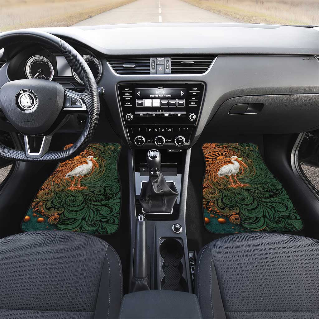 Vintage American White Ibis Car Mats Miami Sunglasses Artistic Tribal Wave Pattern