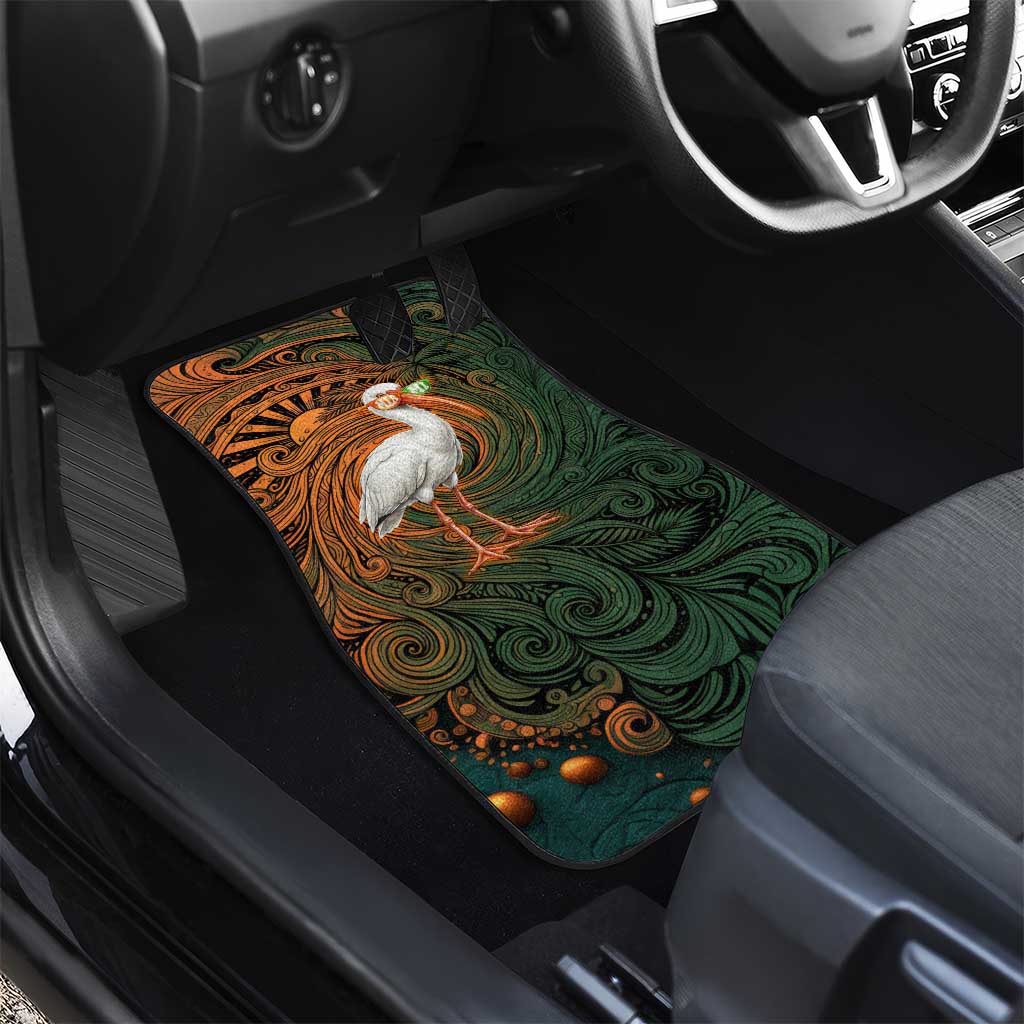 Vintage American White Ibis Car Mats Miami Sunglasses Artistic Tribal Wave Pattern