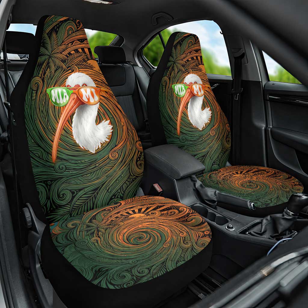 Vintage American White Ibis Car Seat Cover Miami Sunglasses Artistic Tribal Wave Pattern