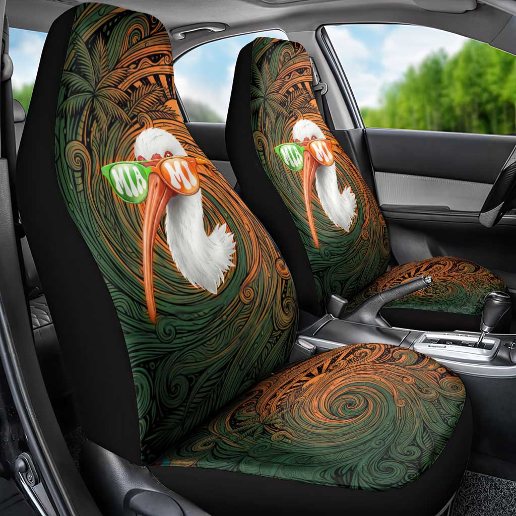Vintage American White Ibis Car Seat Cover Miami Sunglasses Artistic Tribal Wave Pattern
