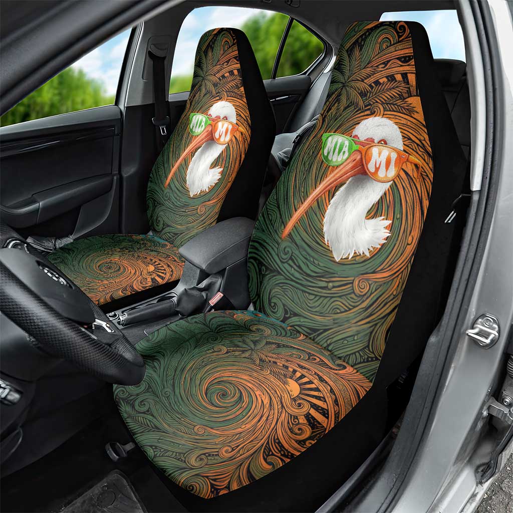 Vintage American White Ibis Car Seat Cover Miami Sunglasses Artistic Tribal Wave Pattern
