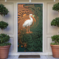 Vintage American White Ibis Door Cover Miami Sunglasses Artistic Tribal Wave Pattern