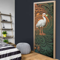 Vintage American White Ibis Door Cover Miami Sunglasses Artistic Tribal Wave Pattern