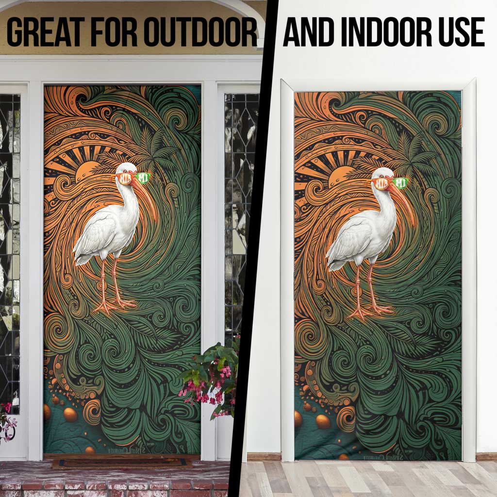 Vintage American White Ibis Door Cover Miami Sunglasses Artistic Tribal Wave Pattern