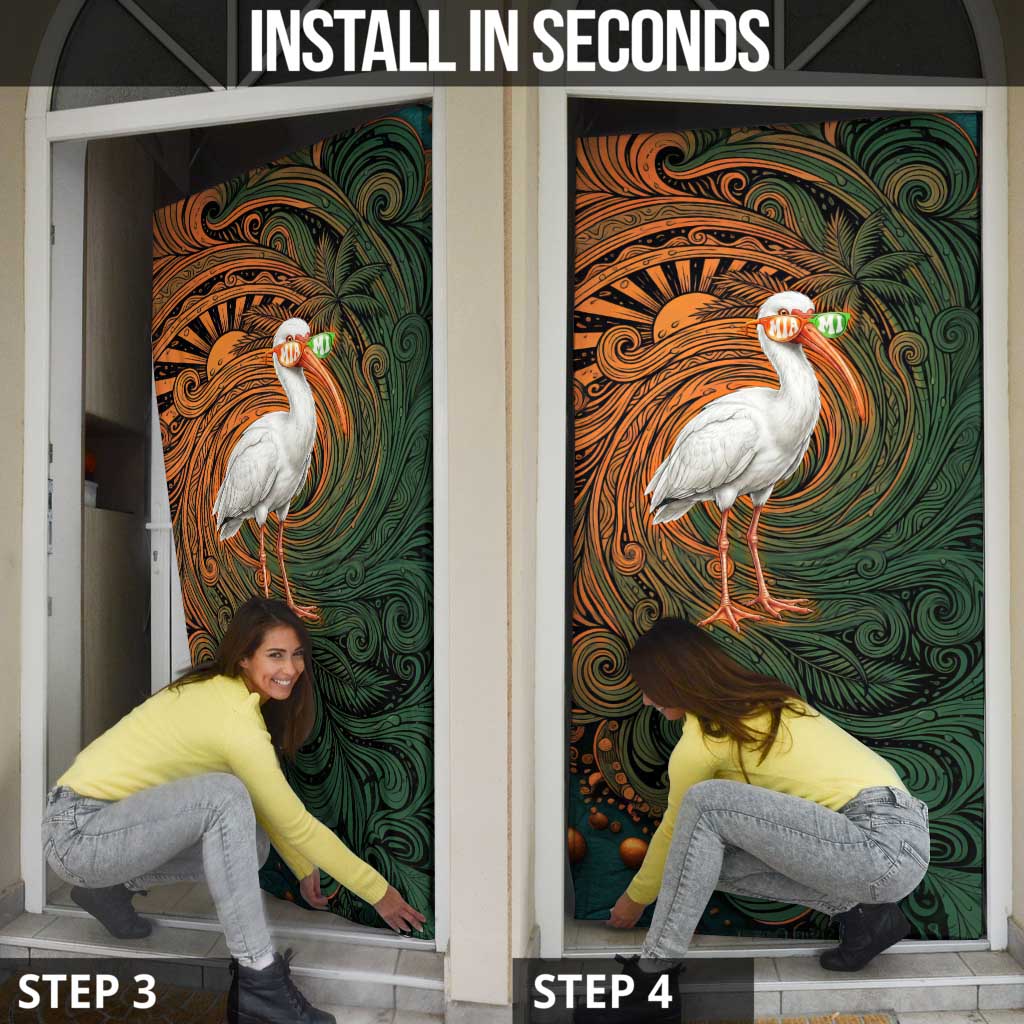 Vintage American White Ibis Door Cover Miami Sunglasses Artistic Tribal Wave Pattern