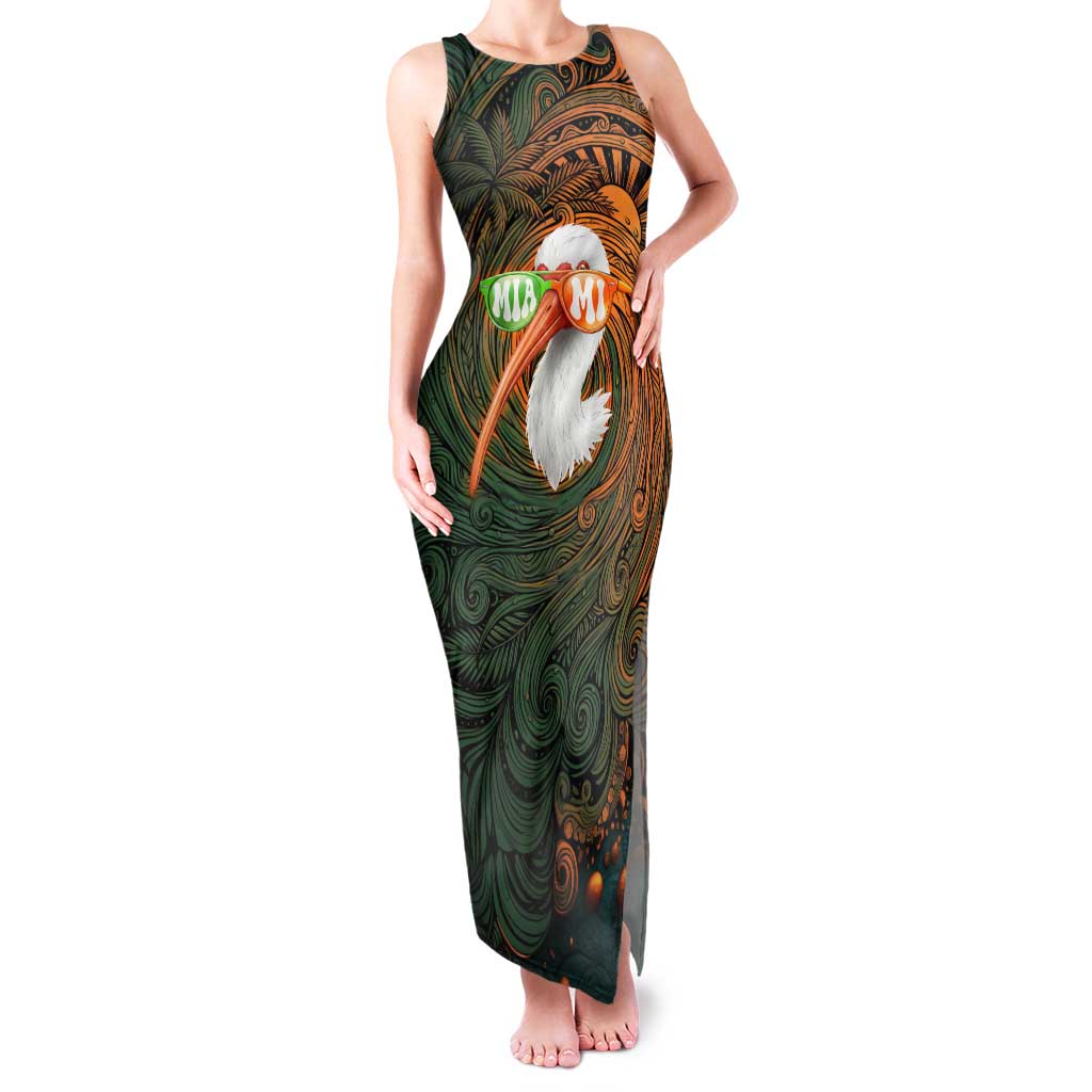 Vintage American White Ibis Family Matching Tank Maxi Dress and Hawaiian Shirt Miami Sunglasses Artistic Tribal Wave Pattern