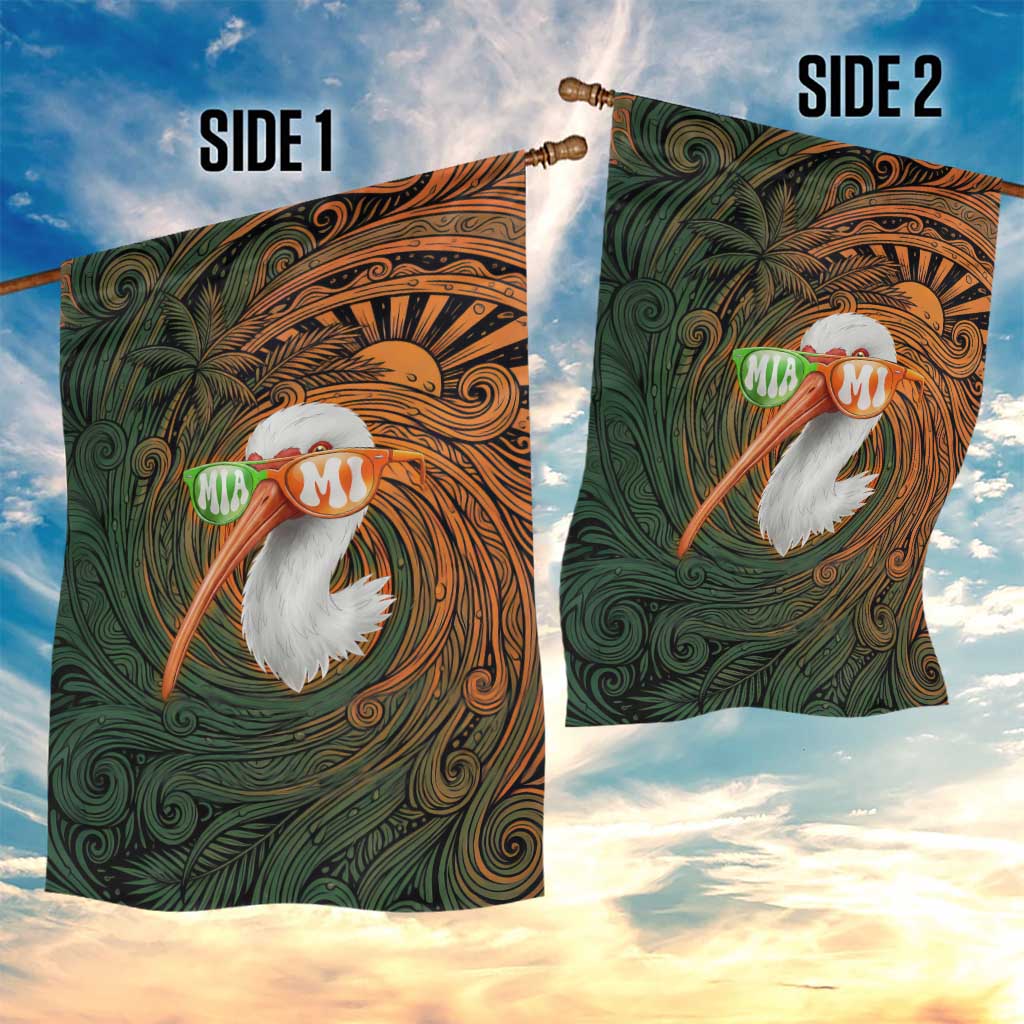 Vintage American White Ibis Garden Flag Miami Sunglasses Artistic Tribal Wave Pattern