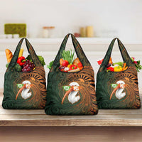 Vintage American White Ibis Grocery Bag Miami Sunglasses Artistic Tribal Wave Pattern