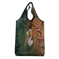 Vintage American White Ibis Grocery Bag Miami Sunglasses Artistic Tribal Wave Pattern