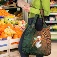 Vintage American White Ibis Grocery Bag Miami Sunglasses Artistic Tribal Wave Pattern