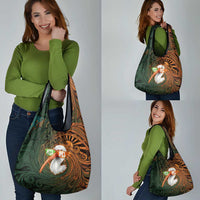Vintage American White Ibis Grocery Bag Miami Sunglasses Artistic Tribal Wave Pattern