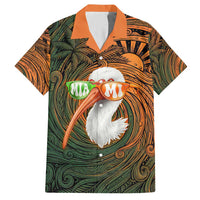 Vintage American White Ibis Hawaiian Shirt Miami Sunglasses Artistic Tribal Wave Pattern