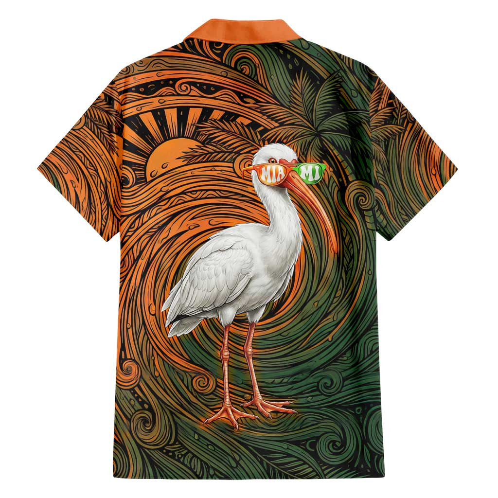 Vintage American White Ibis Hawaiian Shirt Miami Sunglasses Artistic Tribal Wave Pattern