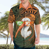 Vintage American White Ibis Hawaiian Shirt Miami Sunglasses Artistic Tribal Wave Pattern