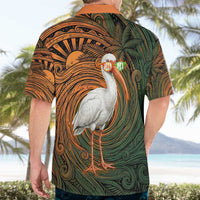 Vintage American White Ibis Hawaiian Shirt Miami Sunglasses Artistic Tribal Wave Pattern