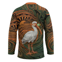 Vintage American White Ibis Hockey Jersey Miami Sunglasses Artistic Tribal Wave Pattern