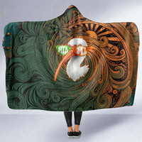Vintage American White Ibis Hooded Blanket Miami Sunglasses Artistic Tribal Wave Pattern