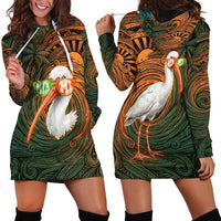 Vintage American White Ibis Hoodie Dress Miami Sunglasses Artistic Tribal Wave Pattern