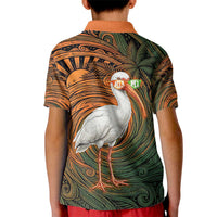 Vintage American White Ibis Kid Polo Shirt Miami Sunglasses Artistic Tribal Wave Pattern