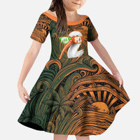 Vintage American White Ibis Kid Short Sleeve Dress Miami Sunglasses Artistic Tribal Wave Pattern