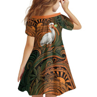 Vintage American White Ibis Kid Short Sleeve Dress Miami Sunglasses Artistic Tribal Wave Pattern