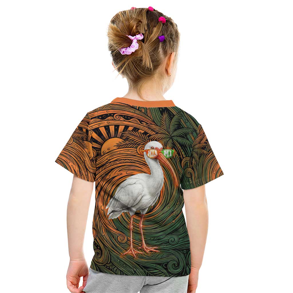 Vintage American White Ibis Kid T Shirt Miami Sunglasses Artistic Tribal Wave Pattern