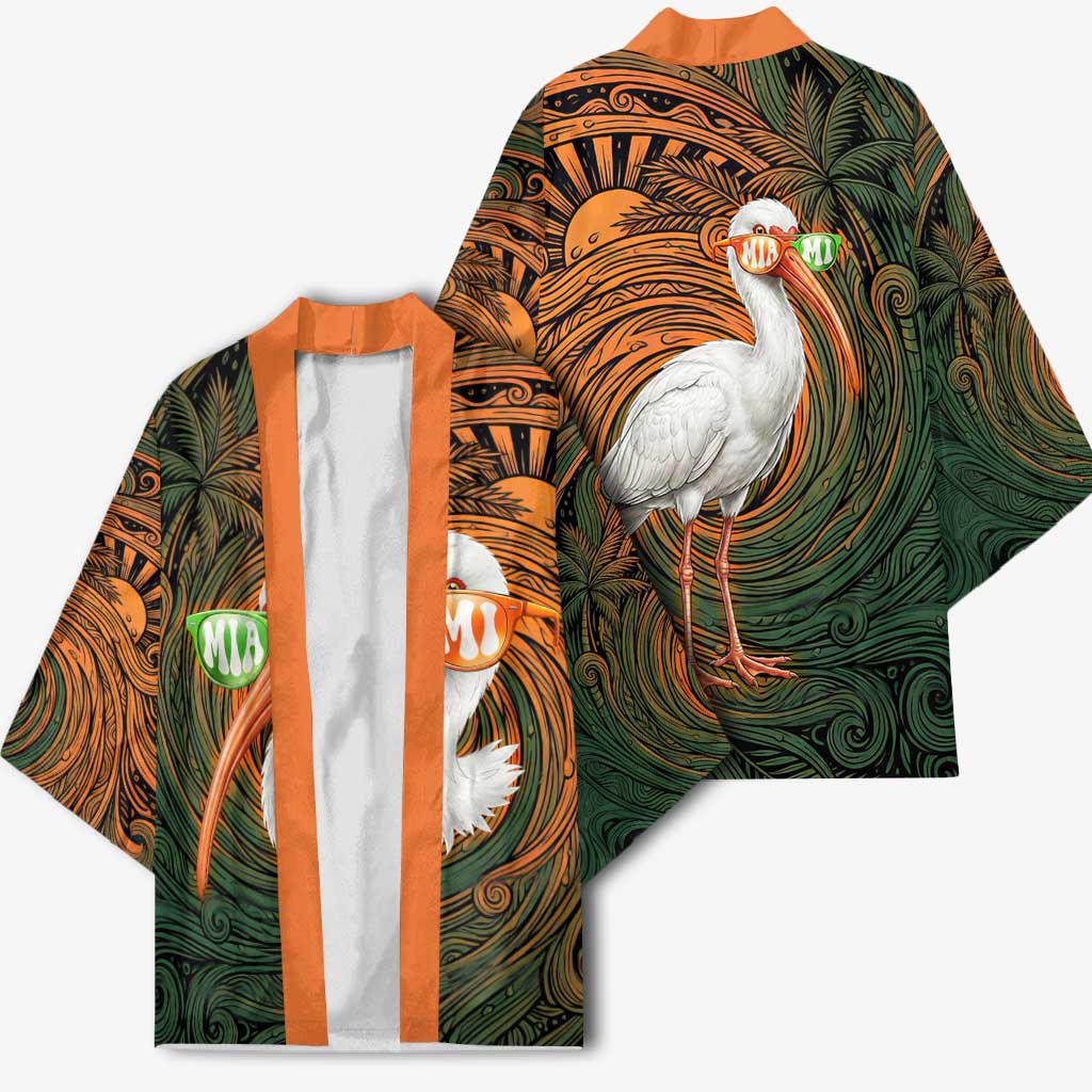Vintage American White Ibis Kimono Miami Sunglasses Artistic Tribal Wave Pattern