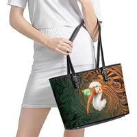 Vintage American White Ibis Leather Tote Bag Miami Sunglasses Artistic Tribal Wave Pattern