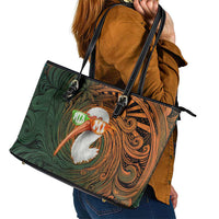 Vintage American White Ibis Leather Tote Bag Miami Sunglasses Artistic Tribal Wave Pattern