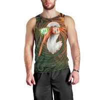 Vintage American White Ibis Men Tank Top Miami Sunglasses Artistic Tribal Wave Pattern