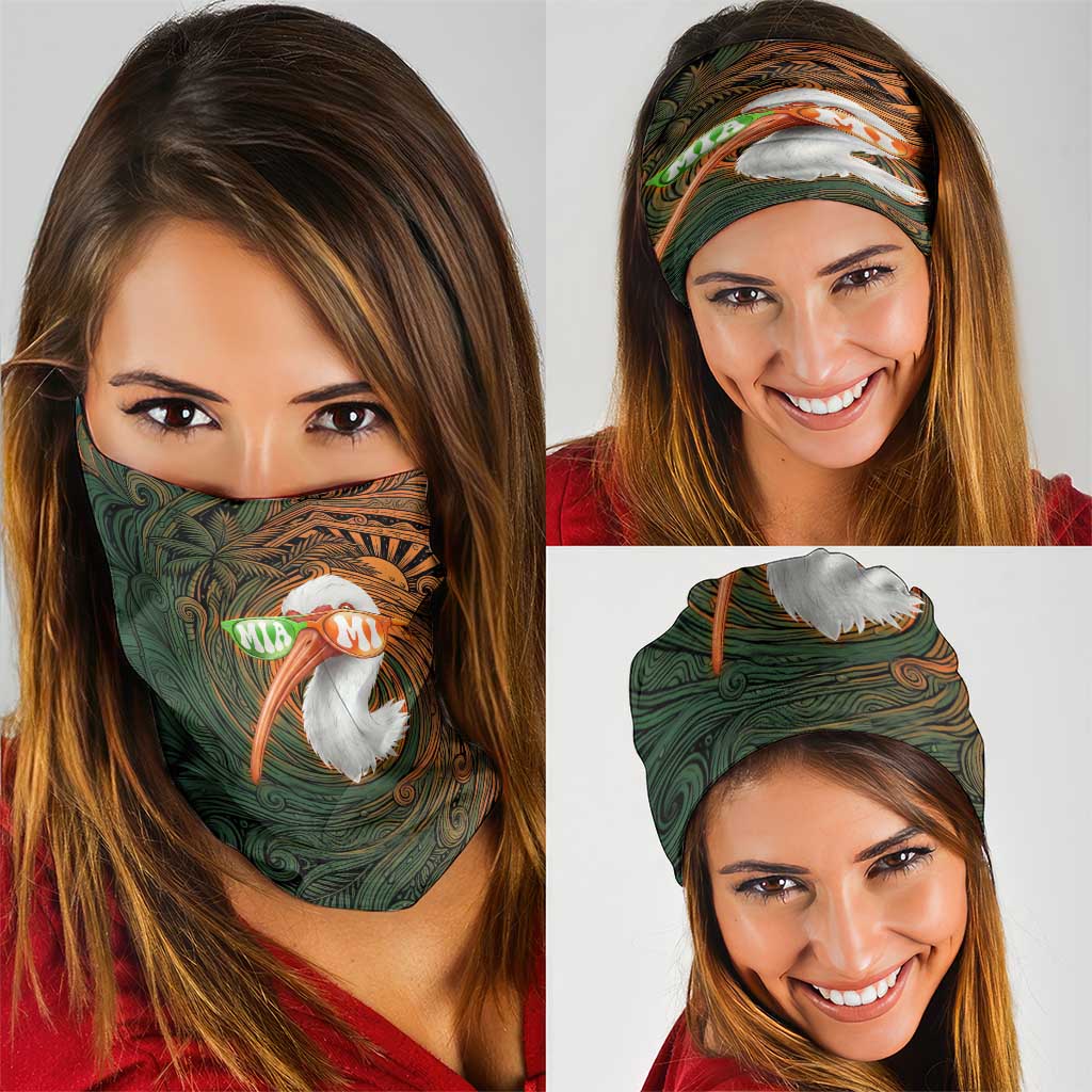 Vintage American White Ibis Neck Gaiter Miami Sunglasses Artistic Tribal Wave Pattern