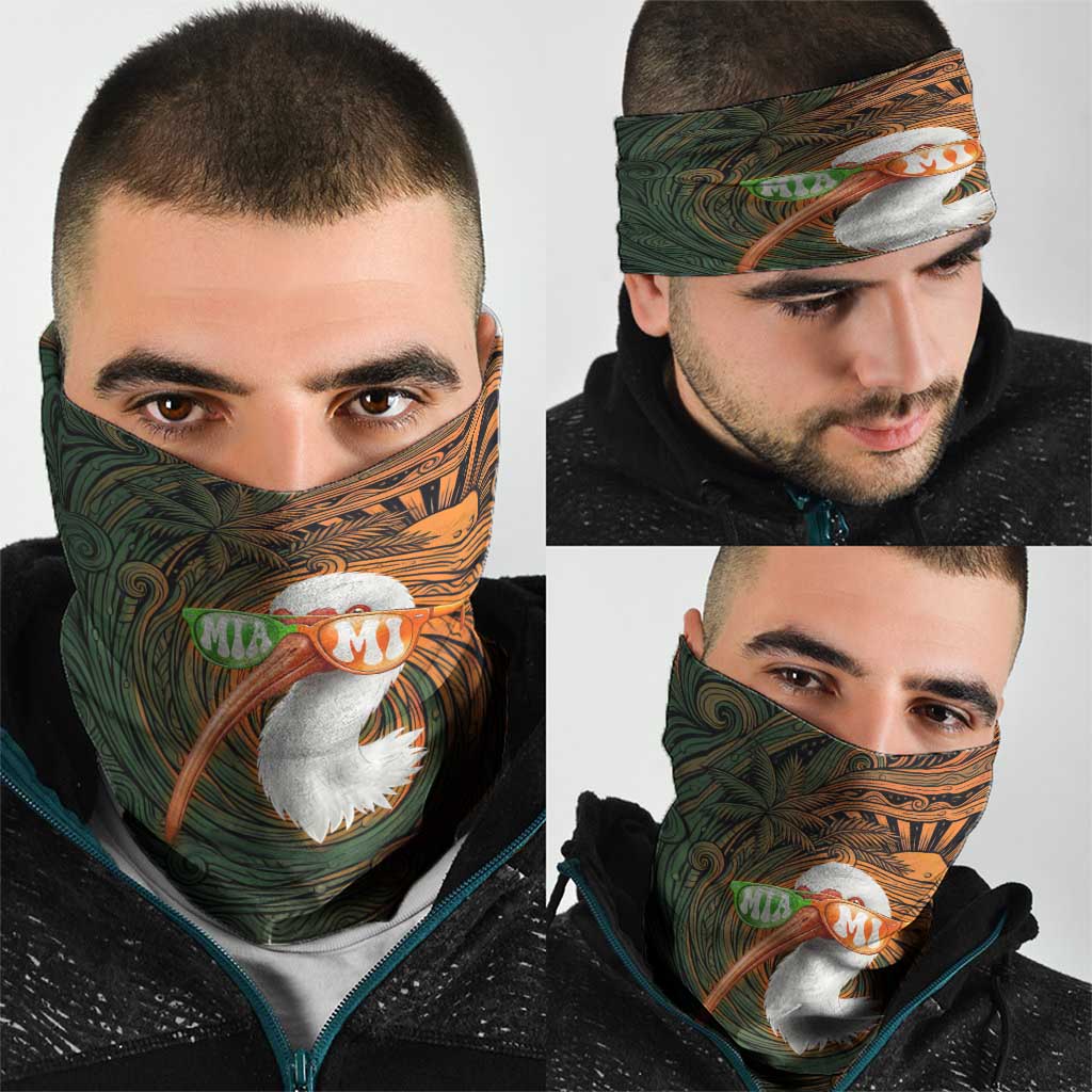 Vintage American White Ibis Neck Gaiter Miami Sunglasses Artistic Tribal Wave Pattern