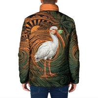 Vintage American White Ibis Padded Jacket Miami Sunglasses Artistic Tribal Wave Pattern