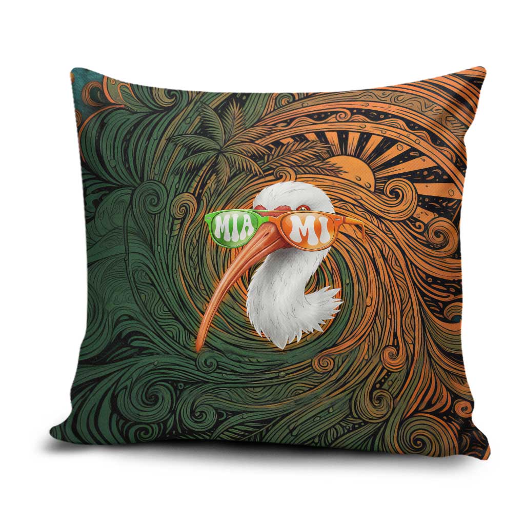 Vintage American White Ibis Pillow Cover Miami Sunglasses Artistic Tribal Wave Pattern