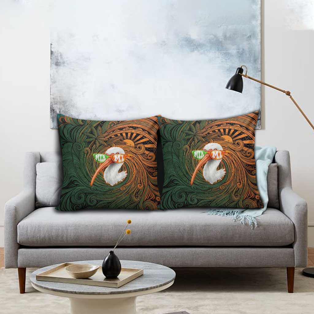 Vintage American White Ibis Pillow Cover Miami Sunglasses Artistic Tribal Wave Pattern