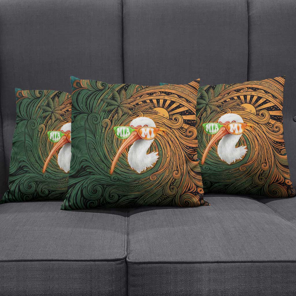 Vintage American White Ibis Pillow Cover Miami Sunglasses Artistic Tribal Wave Pattern