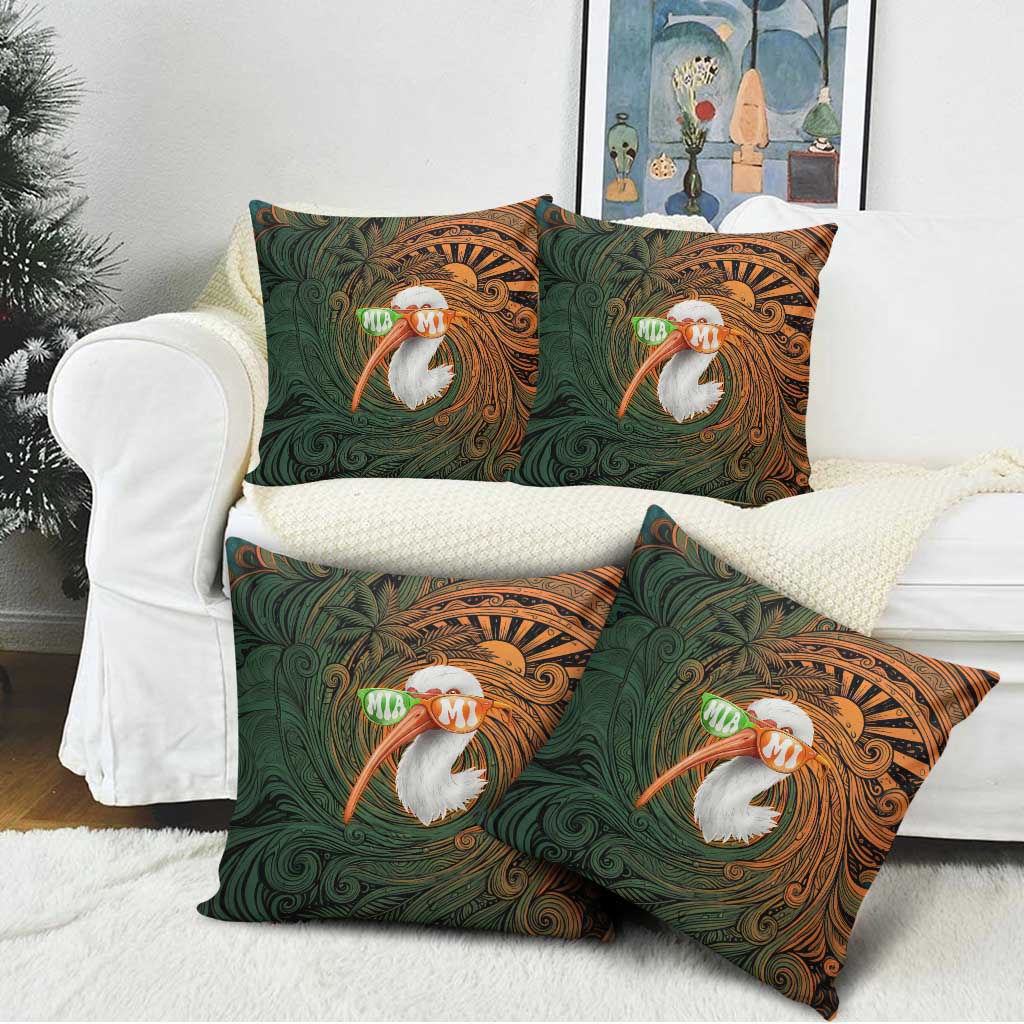 Vintage American White Ibis Pillow Cover Miami Sunglasses Artistic Tribal Wave Pattern