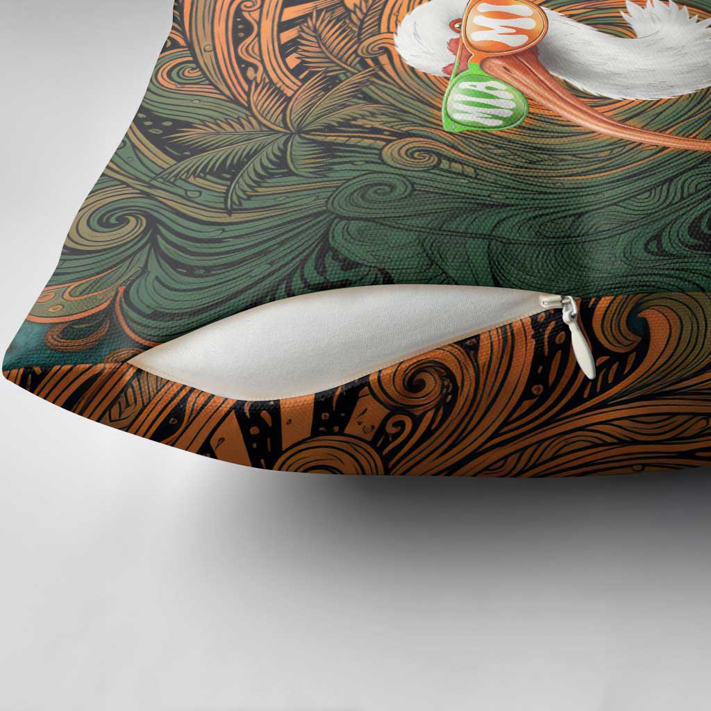 Vintage American White Ibis Pillow Cover Miami Sunglasses Artistic Tribal Wave Pattern