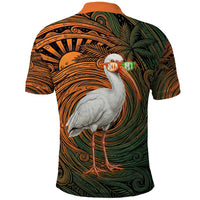 Vintage American White Ibis Polo Shirt Miami Sunglasses Artistic Tribal Wave Pattern