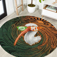 Vintage American White Ibis Round Carpet Miami Sunglasses Artistic Tribal Wave Pattern