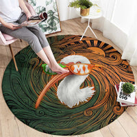 Vintage American White Ibis Round Carpet Miami Sunglasses Artistic Tribal Wave Pattern