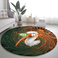 Vintage American White Ibis Round Carpet Miami Sunglasses Artistic Tribal Wave Pattern