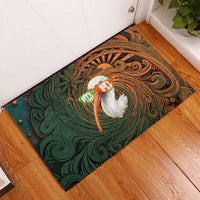 Vintage American White Ibis Rubber Doormat Miami Sunglasses Artistic Tribal Wave Pattern