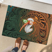 Vintage American White Ibis Rubber Doormat Miami Sunglasses Artistic Tribal Wave Pattern