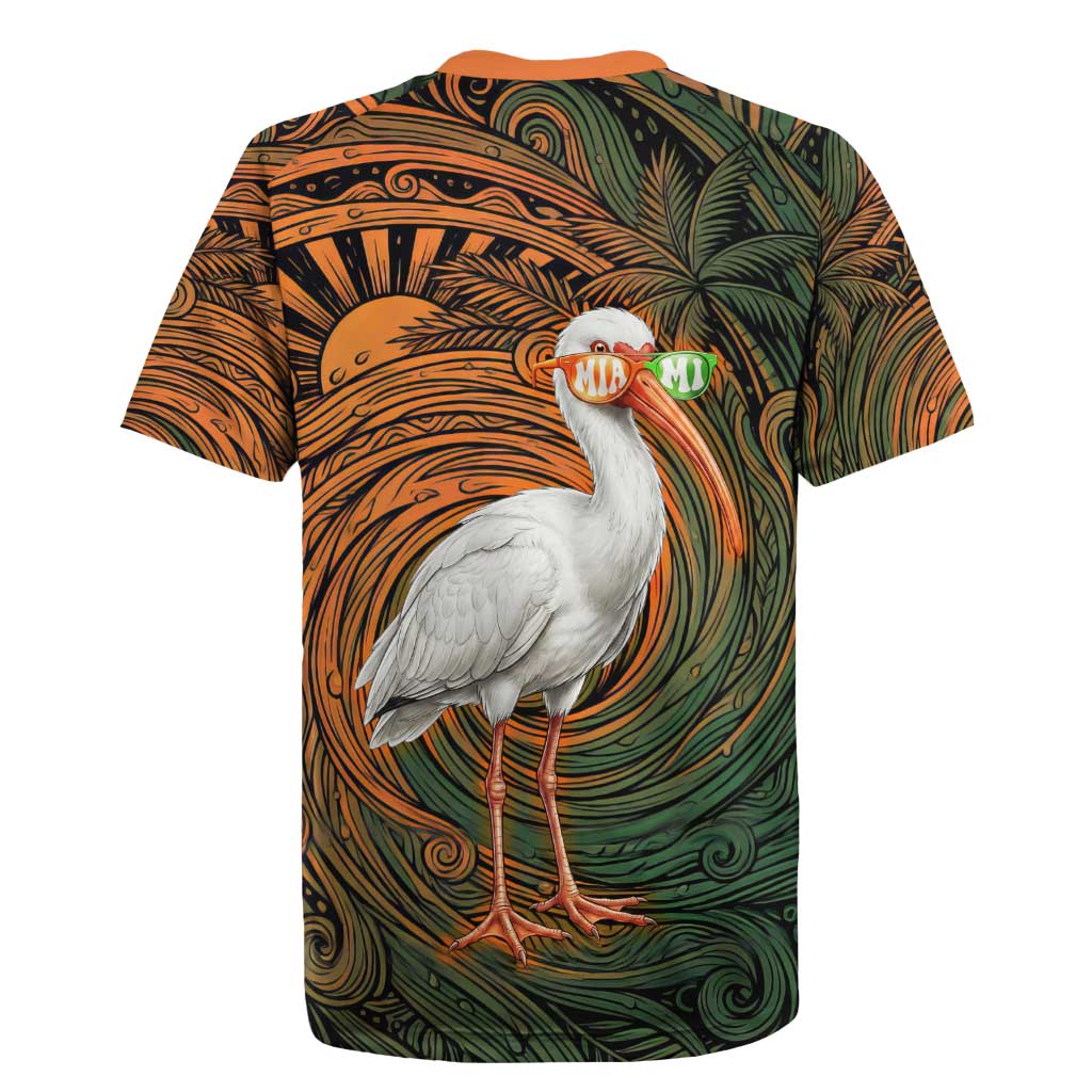 Vintage American White Ibis Rugby Jersey Miami Sunglasses Artistic Tribal Wave Pattern