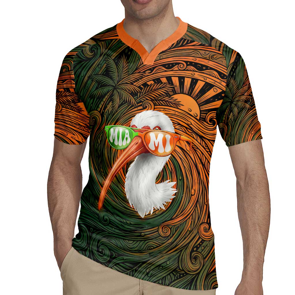 Vintage American White Ibis Rugby Jersey Miami Sunglasses Artistic Tribal Wave Pattern