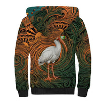 Vintage American White Ibis Sherpa Hoodie Miami Sunglasses Artistic Tribal Wave Pattern