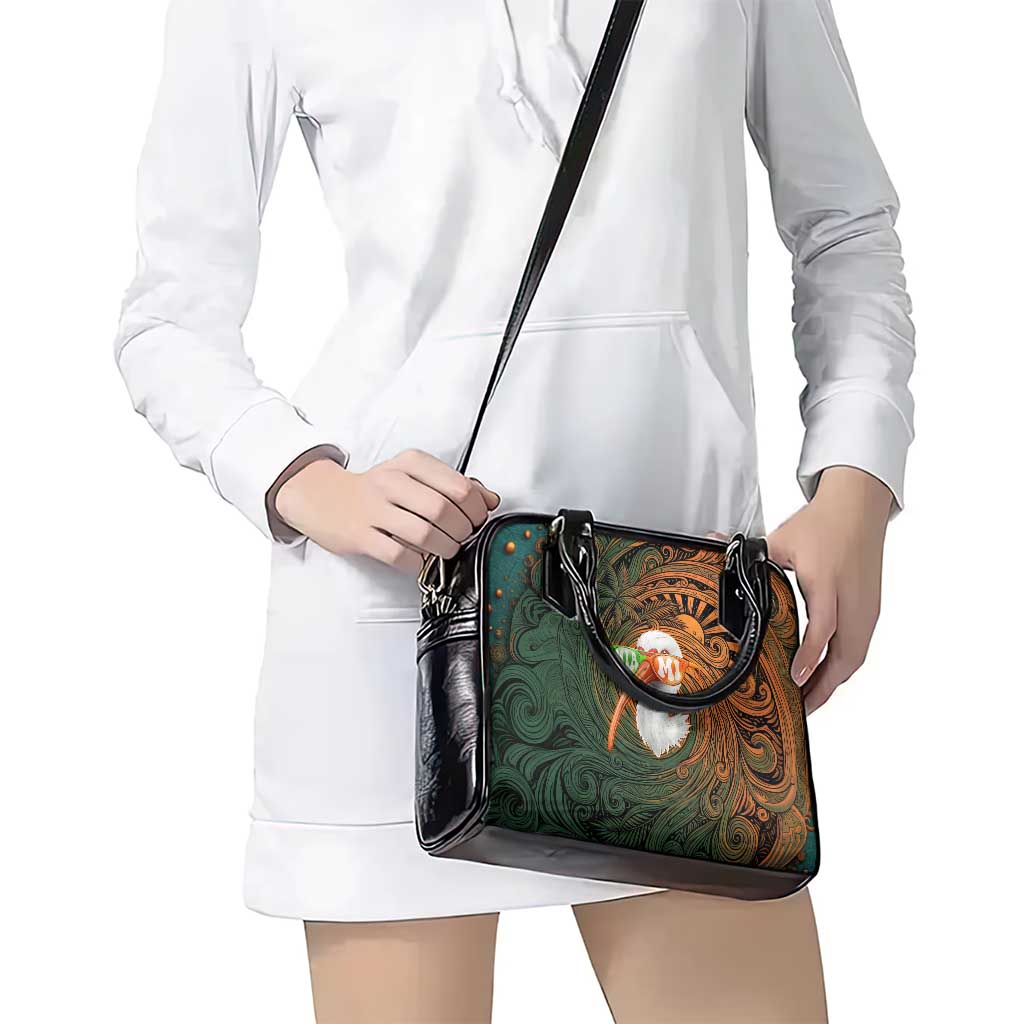 Vintage American White Ibis Shoulder Handbag Miami Sunglasses Artistic Tribal Wave Pattern