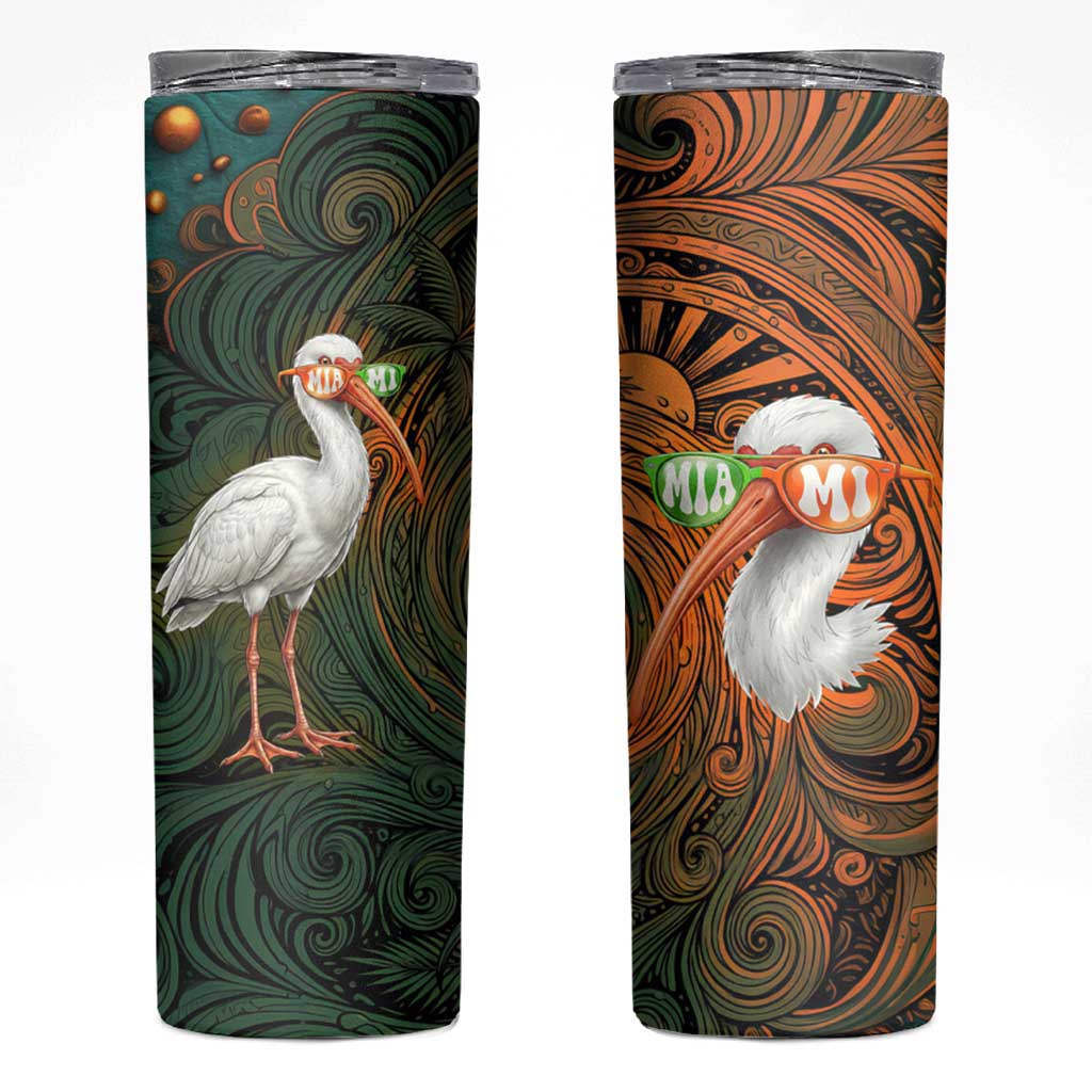 Vintage American White Ibis Skinny Tumbler Miami Sunglasses Artistic Tribal Wave Pattern